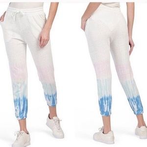 Anthropologie’s Splendid Jogger Pants TIe Dye White Blue Pink Size S NWT $148.00